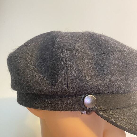 Surell Pure Wool Hat Baseball Cap Black Grey Unisex Adult Size S Made In Italy - Picture 6 of 8